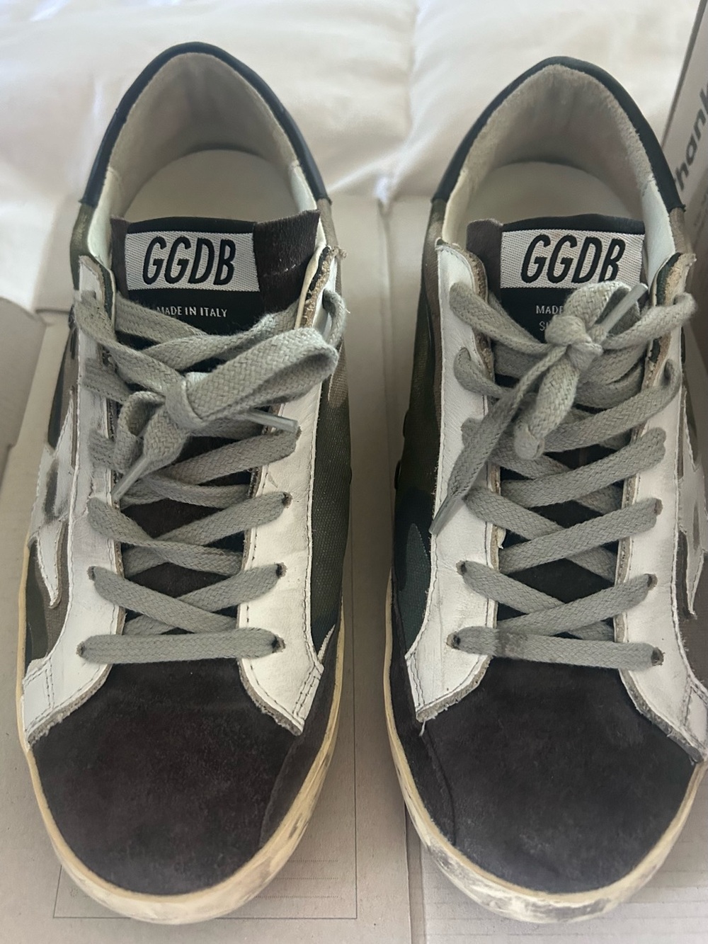 Golden Goose White & Gray Low Top Sneakers